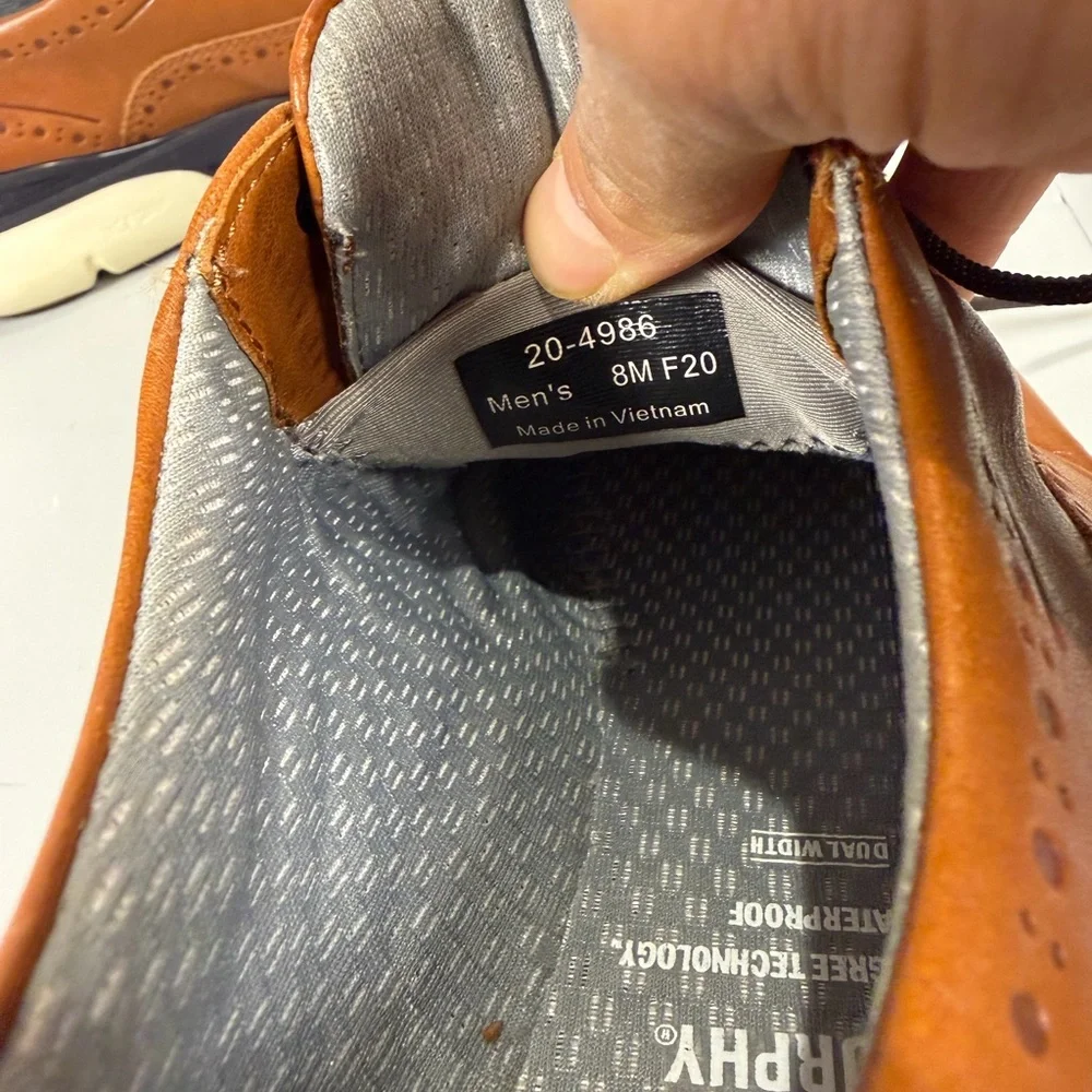 Johnston Murphy Tan Cap‎ Toe Sneakers Waterproof White Soles Mens 8M